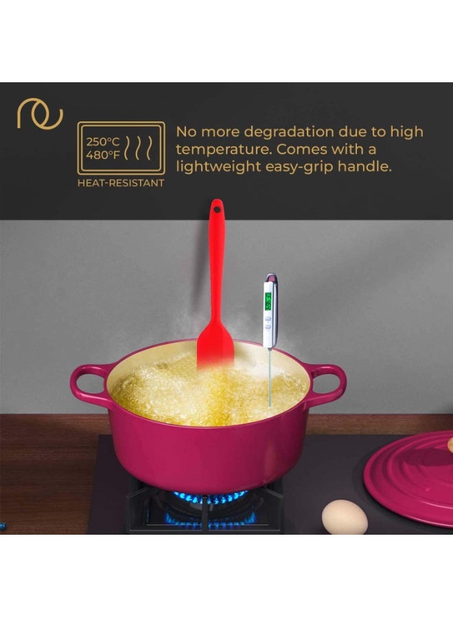 أدوات فرنسية طقم سباتولا سيليكون غير لاصق 2 قطعة (أحمر) – مقاوم للحرارة حتى 230°م، أدوات مطبخ للطهي والخبز، سيليكون غذائي خالٍ من BPA، آمن للغسالة ومعتمد FDA - Image 4